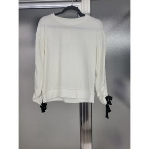 Cable & Gauge Ivory Sweatshirt with Black Ties on Cuffs
